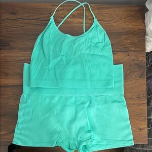 Colsie Aqua Ribbed Tank and Short Sleep Set